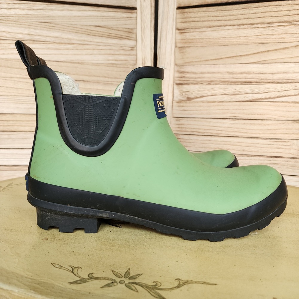 Pendleton Sz 10 Green Rubber Ankle Rain Boots Chelsea Waterproof Spring Pastel
